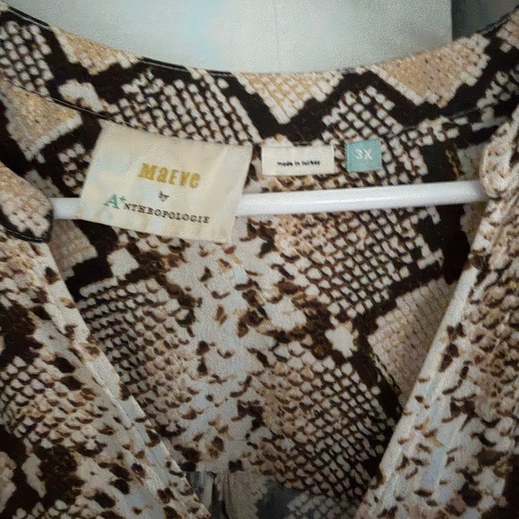 Maeve Beige and Black Snake Print Long Sleeve Dress - Picture 2 of 3